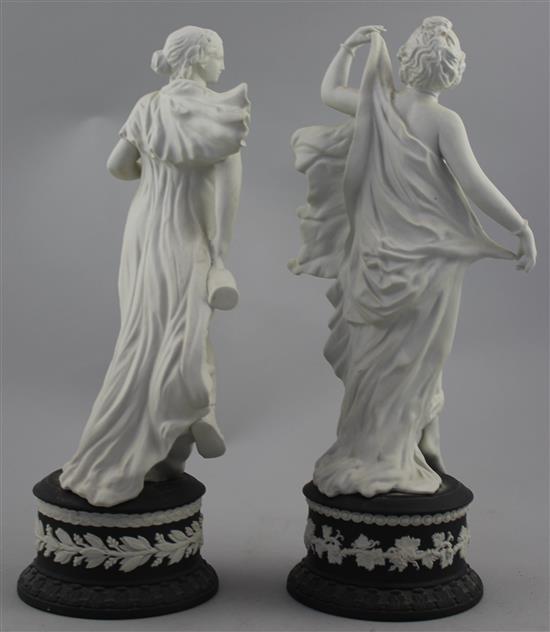 Two Wedgwood jasper figures of herculaneum dancers, 16.5cm and 17cm